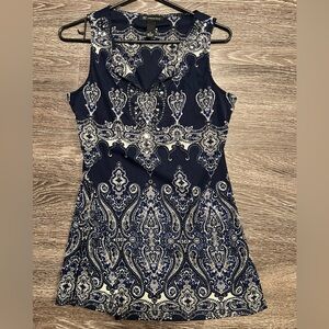 INC International Concepts Dark Blue Graphic Tank Top with embellishments.
